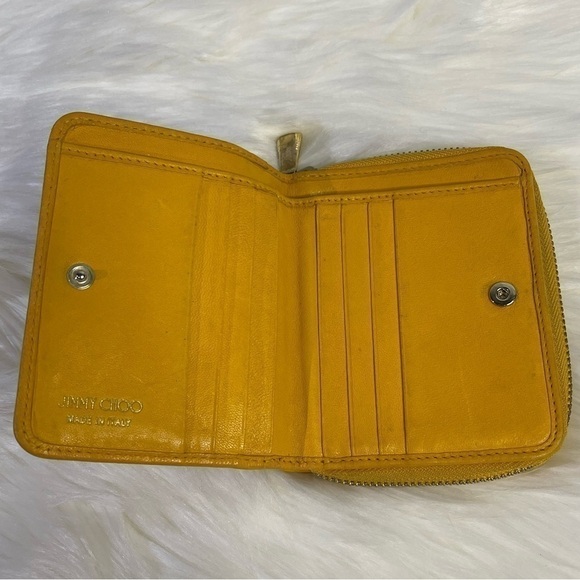 JIMMY CHOO conpact leather zip wallet in mustard - Picture 12 of 17